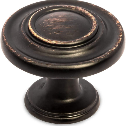 Ilyapa Oil Rubbed Bronze Kitchen Cabinet Knobs - 5 Pack of Round Ringed Hardware