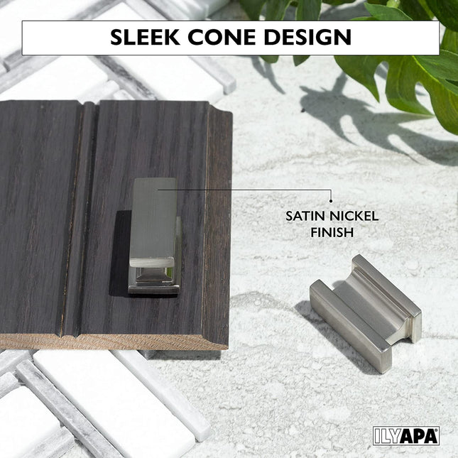 Ilyapa Satin Nickel Kitchen Cabinet Knobs - Rectangle Drawer Handles - 25 Pack of Kitchen Cabinet Hardware