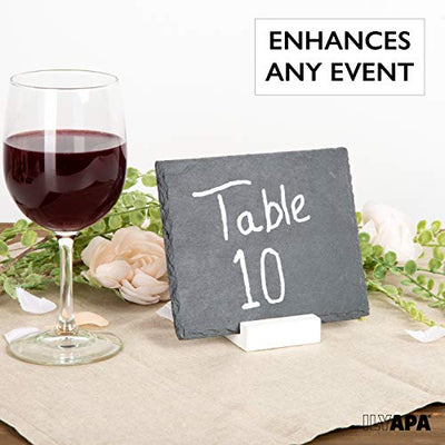 Mini Chalkboard Signs for Tables, 8 Pack - Rustic 5x6 Inch Small Slate Tabletop Chalk Boards with White Wood Stands Set