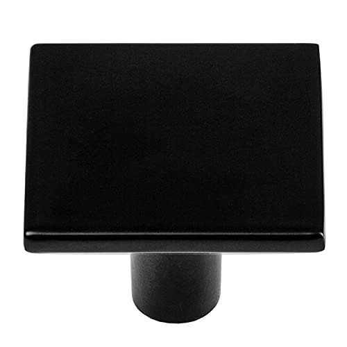 Ilyapa Flat Black Kitchen Cabinet Knobs - Square Drawer Handles - 25 Pack of Kitchen Cabinet Hardware