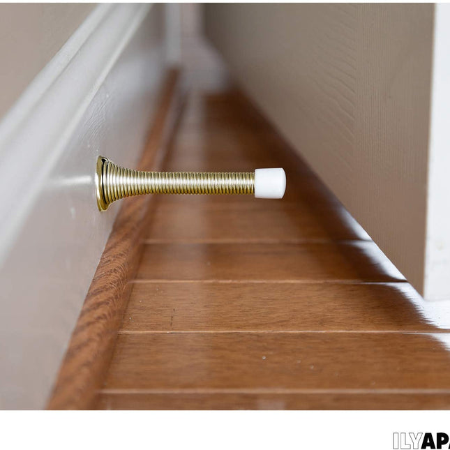 15 Pack Spring Door Stops, Brass - 3 ¬¨¬∫ Inch Heavy Duty Door Stop - Traditional Spring Door Stop with Rubber Bumper