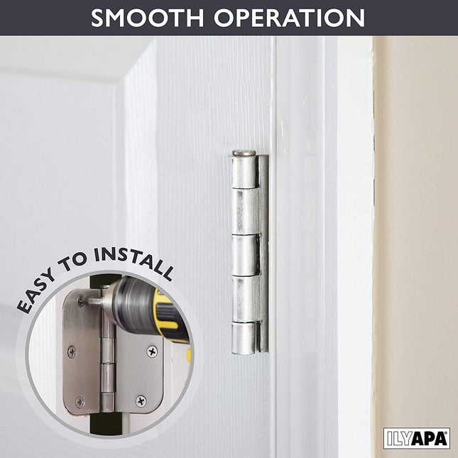 18 Pack of Door Hinges Chrome - 3 ¬¨Œ© x 3 ¬¨Œ© Inch Interior Hinges for Doors with 5/8" Radius Corners