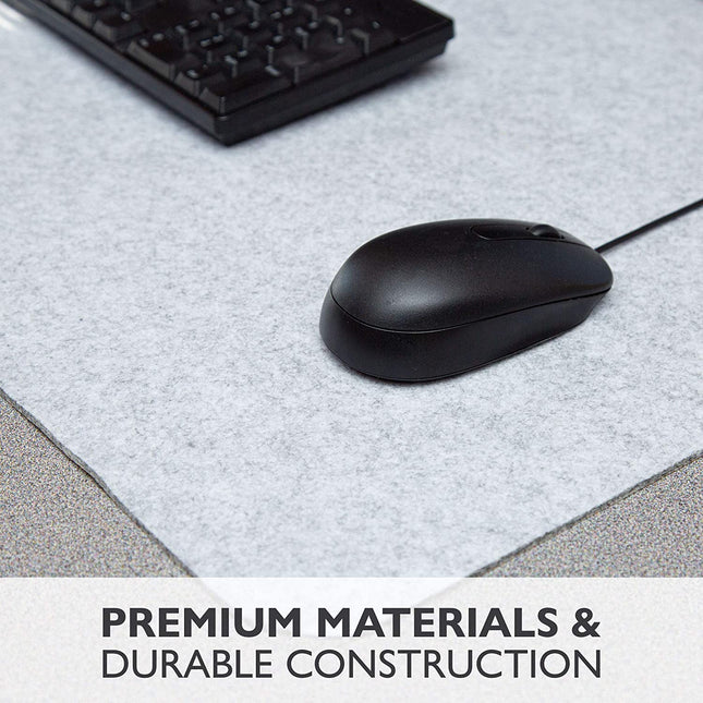 Felt Desk Pad, Gray Heather - 36 x 17 Inch Office Computer Mat for Desk