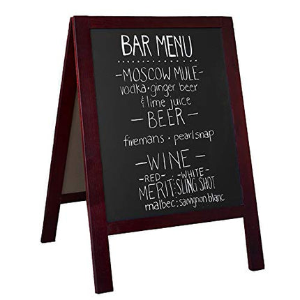 Wooden A-Frame Sign with Eraser & Chalk - Magnetic Sidewalk Chalkboard - Sturdy Freestanding Sandwich Board Menu Display for Restaurant, Business or Wedding
