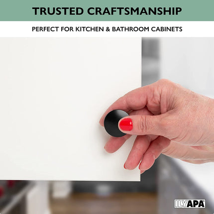 Ilyapa Flat Black Kitchen Cabinet Knobs - Round Drawer Handles - 25 Pack of Kitchen Cabinet Hardware
