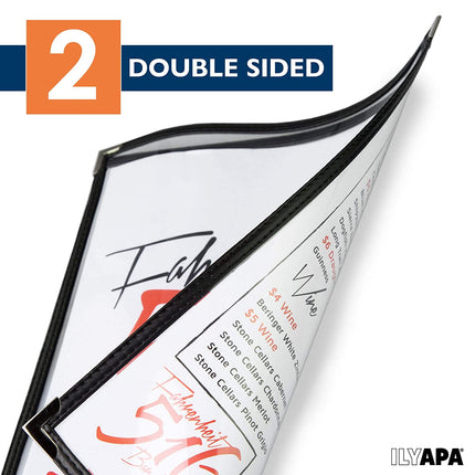 30 Pack of Menu Covers - Single Page, 2 View, Fits 8.5 x 11 Inch Paper - Restaurant Menu Covers