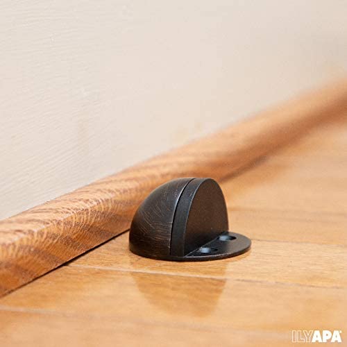 Floor Door Stop with Rubber Bumper 10 Pack, Oil Rubbed Bronze - in Floor Mount Half Dome Door Stopper Set