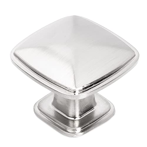 Ilyapa Satin Nickel Square Kitchen Cabinet Knobs-5 Pack of Modern Design Handle