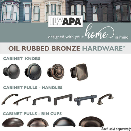 Oil Rubbed Bronze Kitchen Cabinet Pulls - 3 Inch Hole Center Bin Cup Drawer Handles - 5 Pack of Kitchen Cabinet Hardware