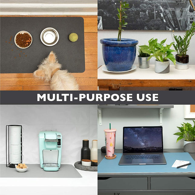Office Desk Mat, Double Sided Cream & Graphite - 28 x 17 Inch Leather Style Computer Pad for Desk