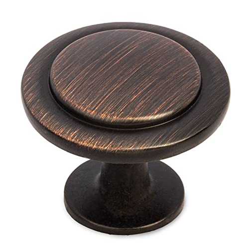 Oil Rubbed Bronze Kitchen Cabinet Knobs- 1 1/4 Inch Round Drawer Handles-5 Pack