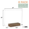 Acrylic Sign Holders with Wood Stands, 8 Pack - Small 5x6 Inch Blank Table Numbers Set for Wedding