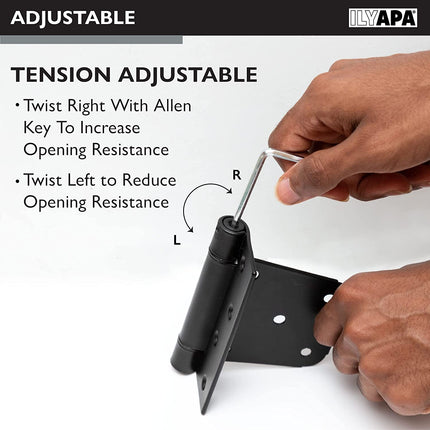 Heavy Duty Shed Door Hinges, 6 Pack- Black Square for Gate, Barn or Storage Shed