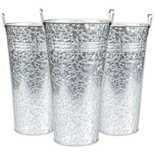 metal bucket planter pots Galvanized Metal Vase 3 Pack