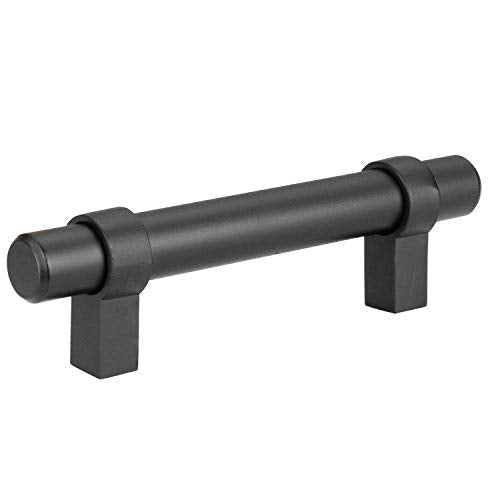 Black Kitchen Cabinet Pulls - 3 Inch Hole Center Bar - 10 Pack of Kitchen Cabinet Hardware - New Design