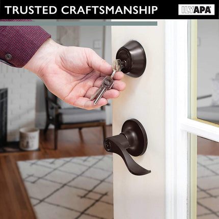 Entry Door Handle and Deadbolt Lock Set, 3 Pack - Oil Rubbed Bronze Lever