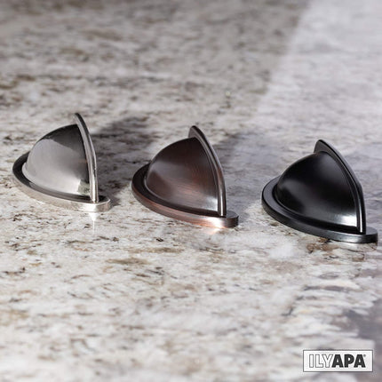Oil Rubbed Bronze Kitchen Cabinet Pulls - 3 Inch Hole Center Bin Cup Drawer Handles - 10 Pack of Kitchen Cabinet Hardware
