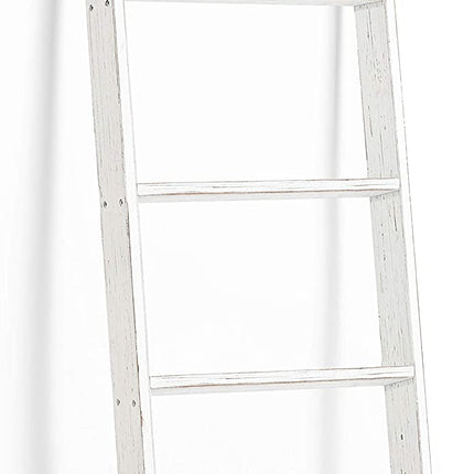 Ilyapa Blanket Ladder for The Living Room - Rustic Decorative Quilt Ladder, White Weathered Wood