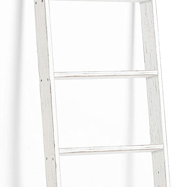 Ilyapa Blanket Ladder for The Living Room - Rustic Decorative Quilt Ladder, White Weathered Wood
