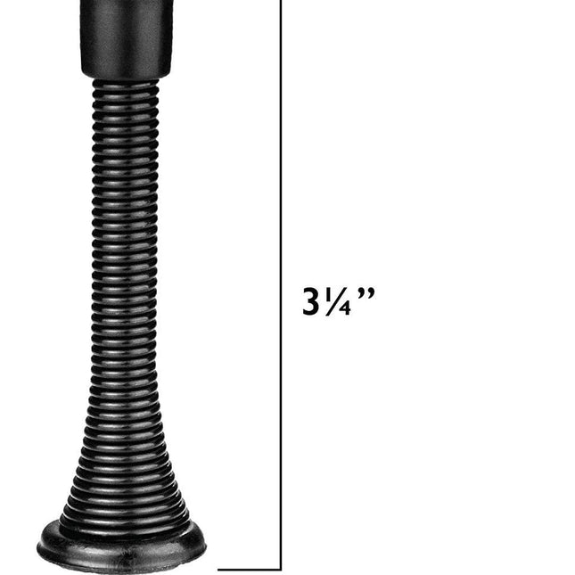 10 Pack of Spring Door Stops Black - 3 1/4 Inch Heavy Duty Door Stop - Traditional Spring Door Stop with Rubber Bumper