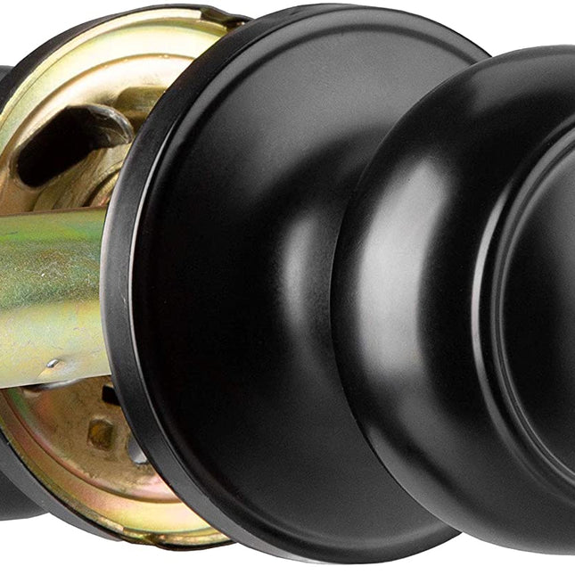 Interior Passage Door Knob - Keyless Hall and Closet Lockset - Matte Black Finish