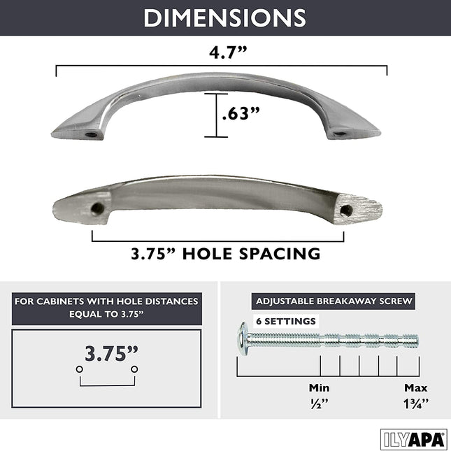 Satin Nickel Kitchen Cabinet Pull Handles - 3.75 Inch Hole Center Hole Center Handle Pulls - 25 Pack of Kitchen Cabinet Hardware