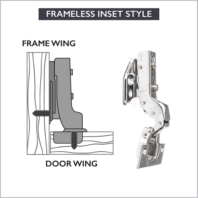 Soft Close Cabinet Hinges Satin Nickel, 2 Pack - Frameless Inset Kitchen Cabinet Door Hinges Hardware