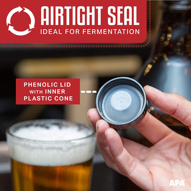 Glass Growlers for Beer, 3 Pack - 64 oz Growler Set with Lids - Great for Home Brewing, Kombucha & More