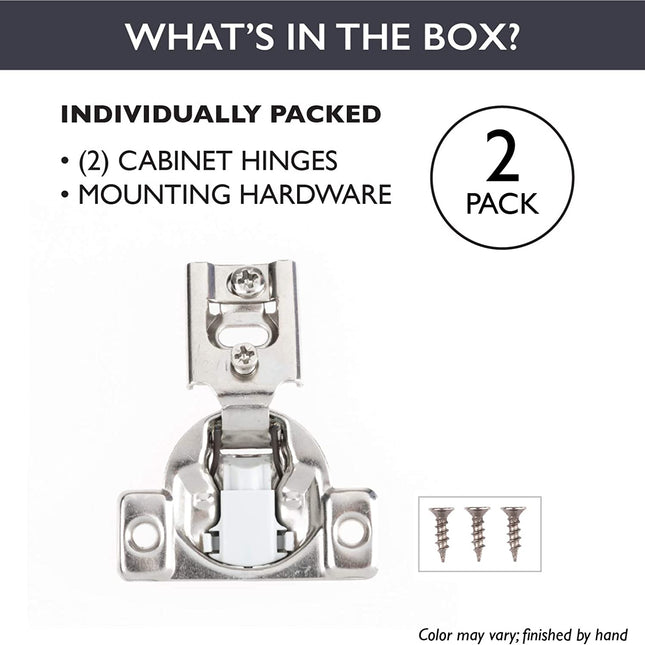 Soft Close Cabinet Hinge 50 Pack, Satin Nickel - 1/2 Inch Face Frame Concealed Kitchen Cabinet Door Hinges Hardware