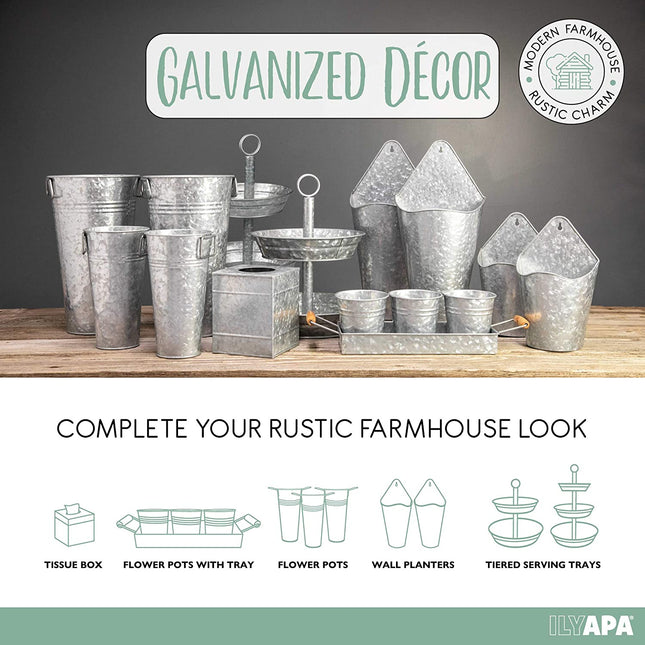 Galvanized Three Tiered Serving Stand - 3 Tier Metal Tray Platter for Cake, Dessert, Shrimp, Appetizers & More