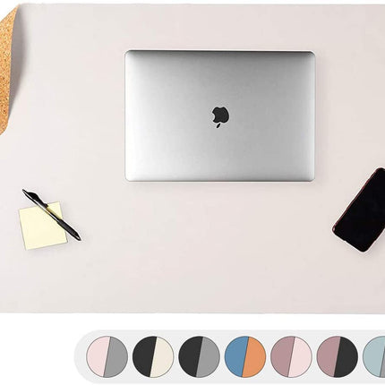 Office Desk Mat, Double Sided Eggshell & Cork - 47 x 23 Inch Leather Style Computer Pad for Desk