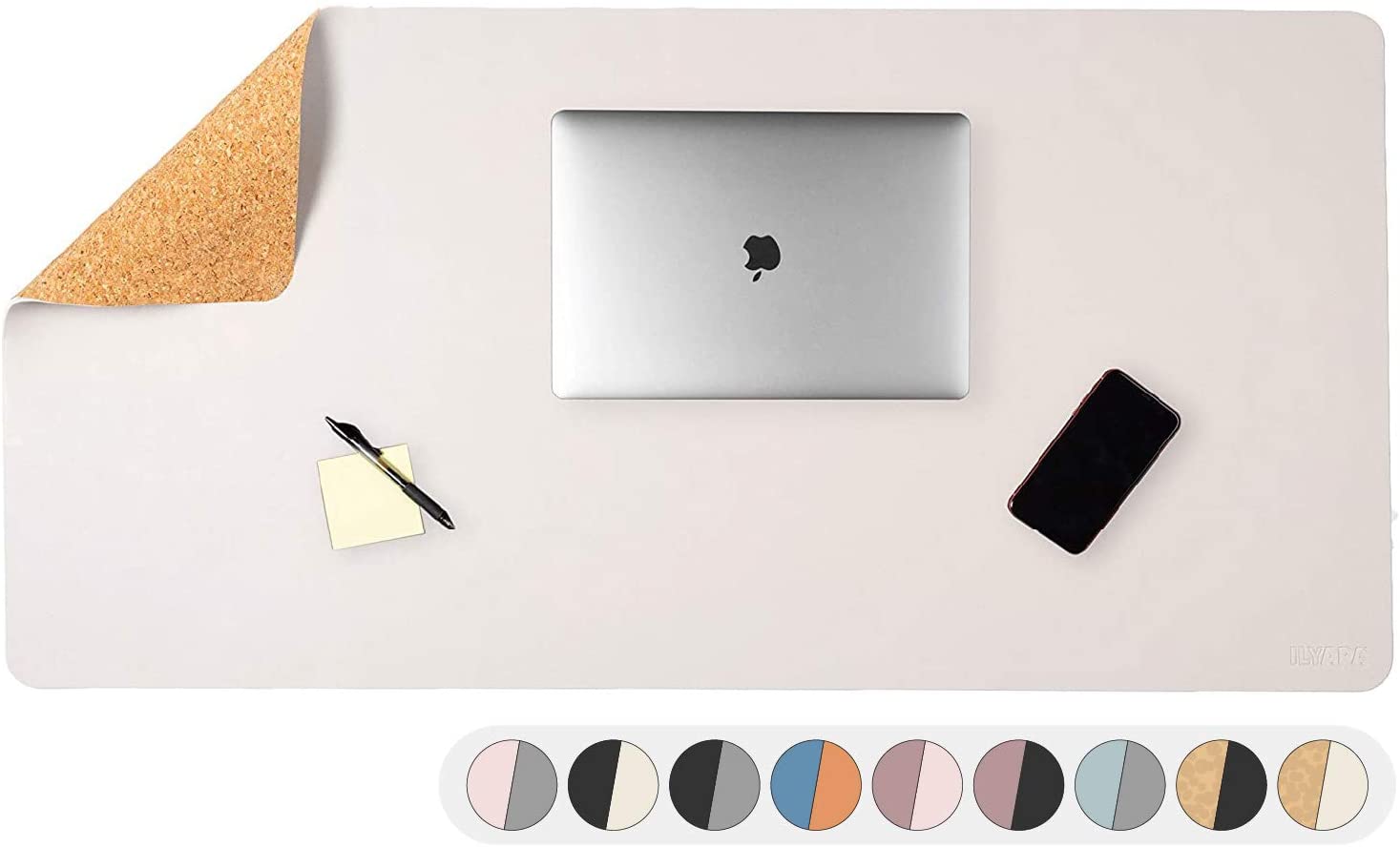 Office Desk Mat, Double Sided Eggshell & Cork - 47 x 23 Inch Leather Style Computer Pad for Desk