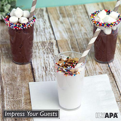 100 Mini Plastic Dessert Cups with Spoons - 3 oz Round Dessert Shooters