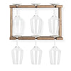 Ilyapa Wall Mounted Wooden Wine Rack - Brown 2 Tier Wine Glass Holder - Storage For 8 Glasses