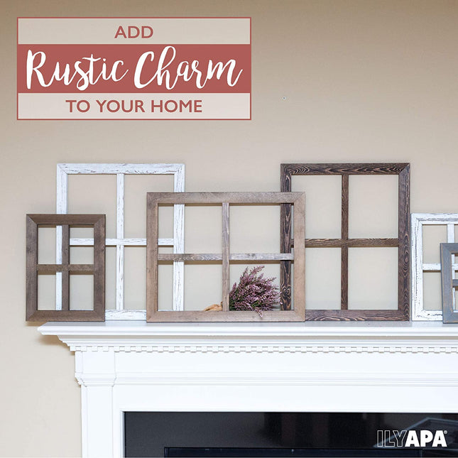 Ilyapa Window Frame Wall Decor 2 Pack - 18x22" Rustic Gray Wood