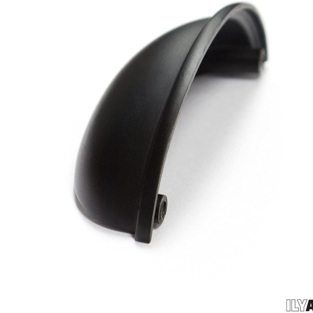 Black Kitchen Cabinet Pulls - 3 Inch Hole Center Bin Cup Drawer Handles - 5 Pack of Kitchen Cabinet Hardware