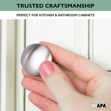 Ilyapa Satin Nickel Kitchen Cabinet Knobs - Round Drawer Handles - 10 Pack of Kitchen Cabinet Hardware