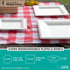 100 Square Disposable Dinner Plates Set - 10 Inch White Compostable, Biodegradable & Microwavable Sugarcane Tree Free Plates