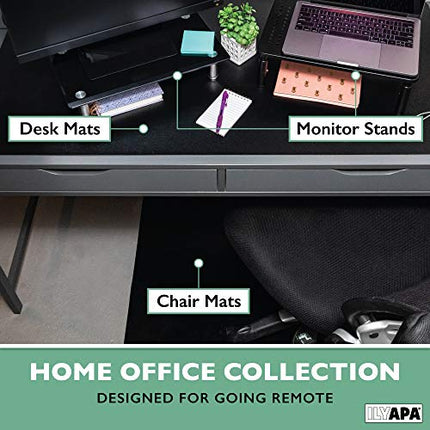Office Desk Mat, Double Sided Dark Blue & Tan - 28 x 17 Inch Leather Style Computer Pad for Desk