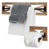Ilyapa Rustic Towel Bar Toilet Paper Holder Set with Towel Ring for Bathroom- Wall Mounted Bathroom Racks -Barnwood & Black Metal Bar, Farmhouse Decor