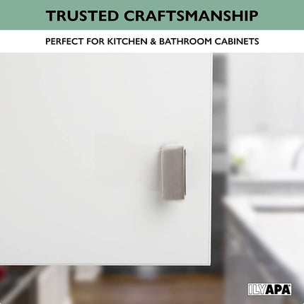 Ilyapa Satin Nickel Kitchen Cabinet Knobs - Rectangle Drawer Handles - 10 Pack of Kitchen Cabinet Hardware
