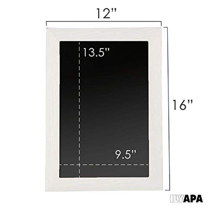 Ilyapa Rustic Wooden Magnetic Kitchen Chalkboard Sign - 12x16 Inch White Framed Hanging Chalk Board for Farmhouse Decor, Wedding, Restaurant & Home