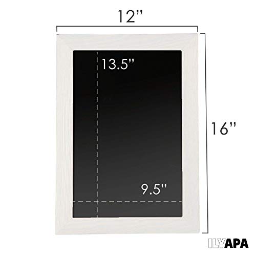 Ilyapa Rustic Wooden Magnetic Kitchen Chalkboard Sign - 12x16 Inch White Framed Hanging Chalk Board for Farmhouse Decor, Wedding, Restaurant & Home