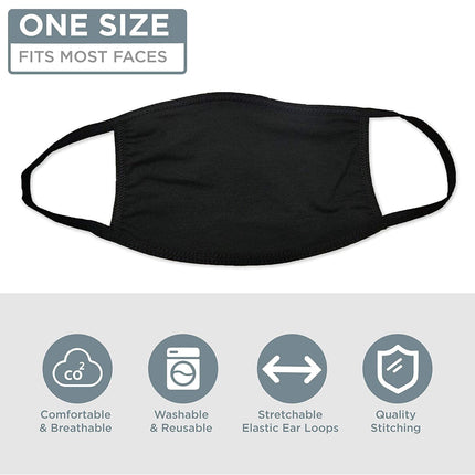 Black Fashion Face Mask, Unisex Anti Dust Fabric Face Masks, Reusable Washable Masks - Pack of 5