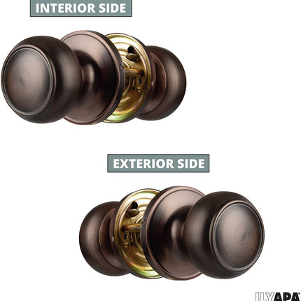 Interior Passage Door Knob - Keyless Hall and Closet Lockset - Oil Rubbed Bronze Finish