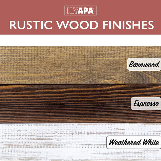 Wall Mounted Coat Rack with Shelf - 24 Inch Rustic Wooden 5 Hook Coat Hanger Rail, Distressed Wood, Black Metal Hooks