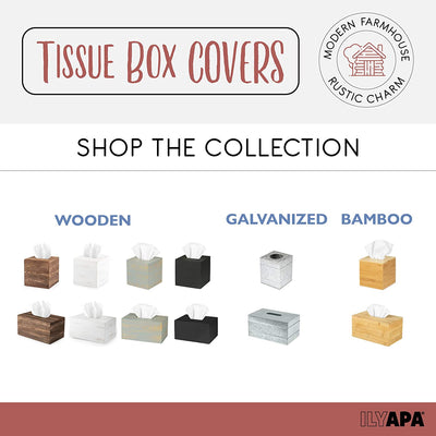 Ilyapa Wood Tissue Box Cover Square - Rustic Farmhouse Gray Wooden Tissue Holder