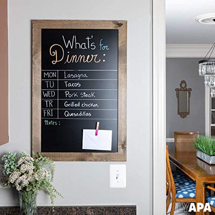 Ilyapa Rustic Wooden Magnetic Kitchen Chalkboard Sign - 20x30 Inch Brown Framed Hanging Chalk Board for Farmhouse Decor, Wedding, Restaurant & Home