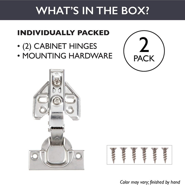 Soft Close Cabinet Hinges Satin Nickel, 2 Pack - Frameless Full Overlay Kitchen Cabinet Door Hinges Hardware