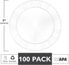 Ilyapa 100 Fancy Clear Plastic Plates, 7 Inch - Premuim Disposable Plastics for Party or Wedding